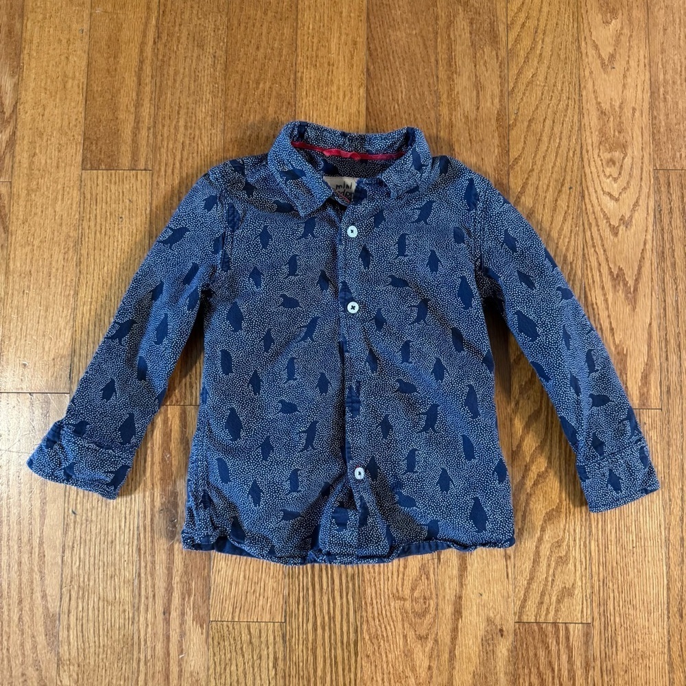 Mini Boden Blue Boys Button Down Shirt Size 4-5Y